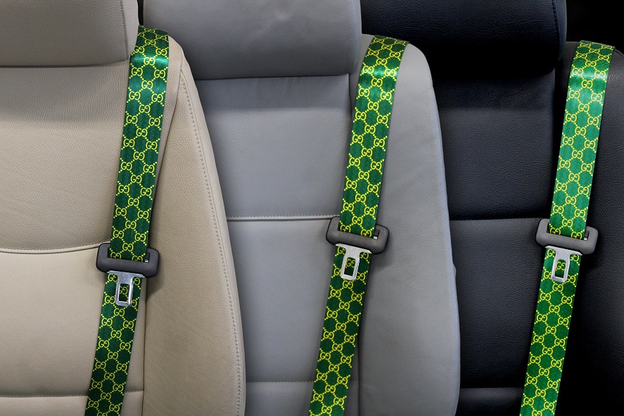 LV Black & Gray - Custom Color Seat Belt Webbing Replacement - Color Code  70450 Custom Color Seat Belt